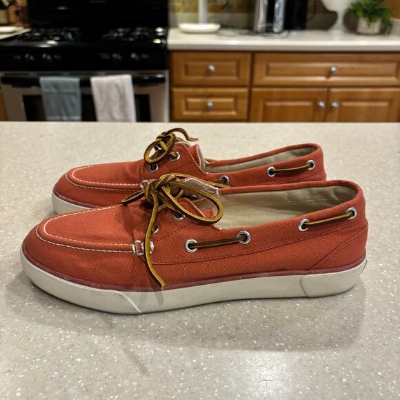 Polo Ralph Lauren Mens Canvas Sander Leather Laced Boat Shoes Size 8.5 - Picture 8 of 10